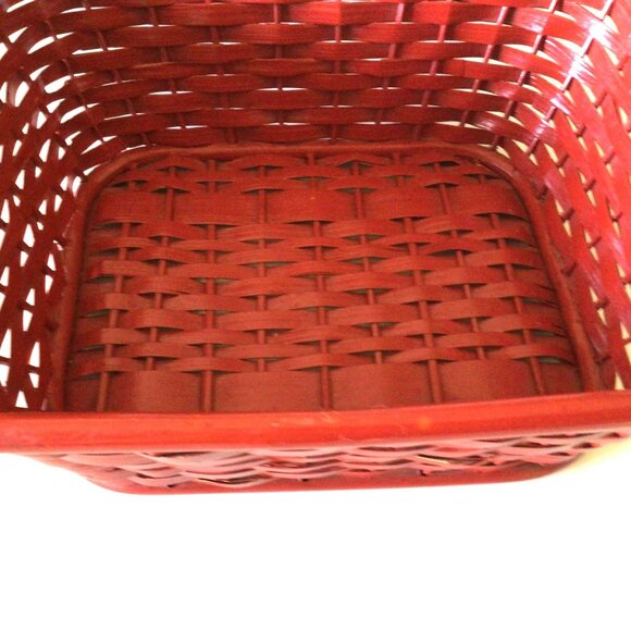 Red Woven Wooden Basket Hinged Lid Dresser Storage Accessory Box Philippines - Picture 4 of 14